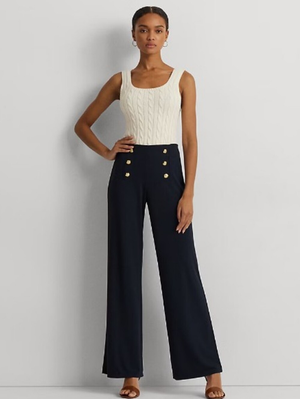 Lauren Ralph Lauren Stretch Jersey Wide Leg Pants